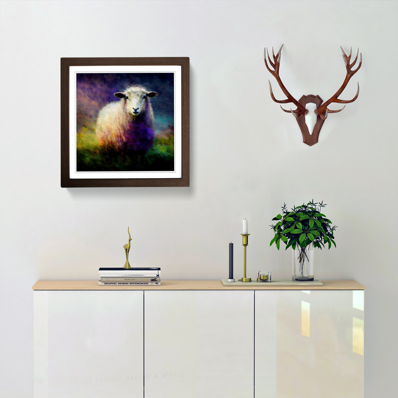 Sheep Neo-Impressionism - Framed Print, Walnut