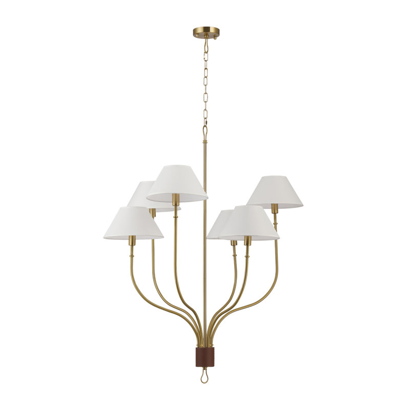 Grand lustre 6 lumières Griffin, Laiton