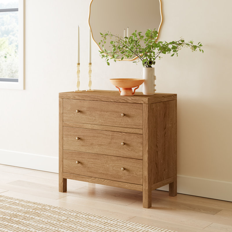 Celine 34" 3-Drawer Nightstand, Antique Taupe