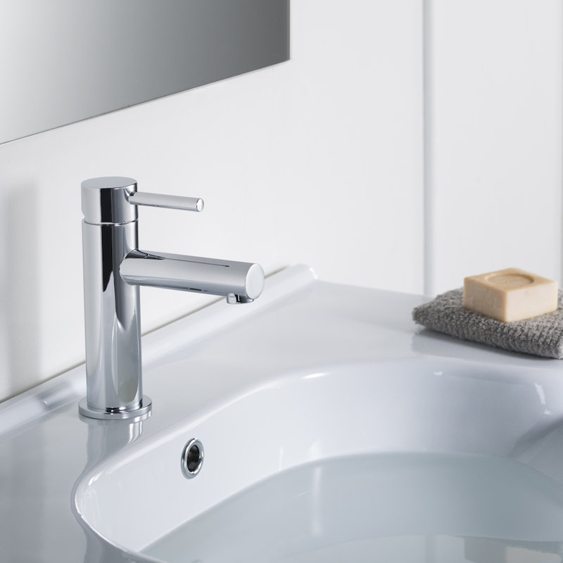 Blossom Single Hole Bathroom Faucet – Solid Brass Single Handle Vanity Sink Faucet with High Arc Spout, Drip-Free Cartridge, and Water Supply Hose