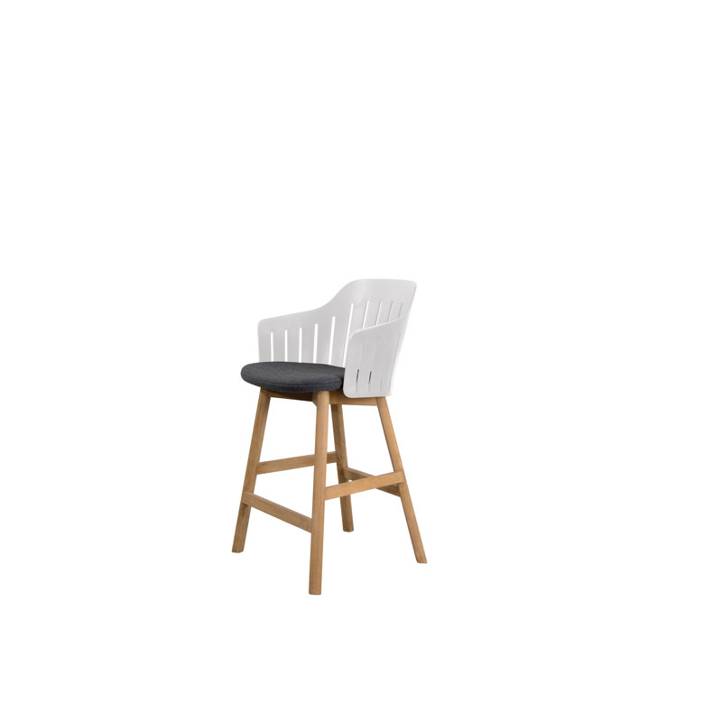 Choice Chair Indoor and Counter Four Teak Legs Base with Upholstery Cane-line Ambience Seat Cover, White/Teak