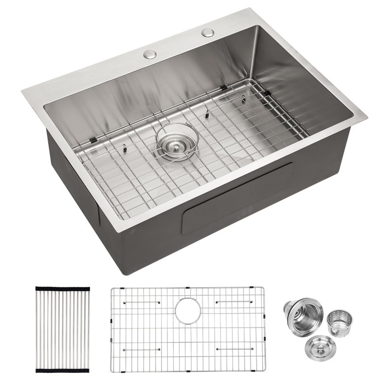 30'' Brushed Nickel Stainless Steel Single Bowl Kitchen Sink