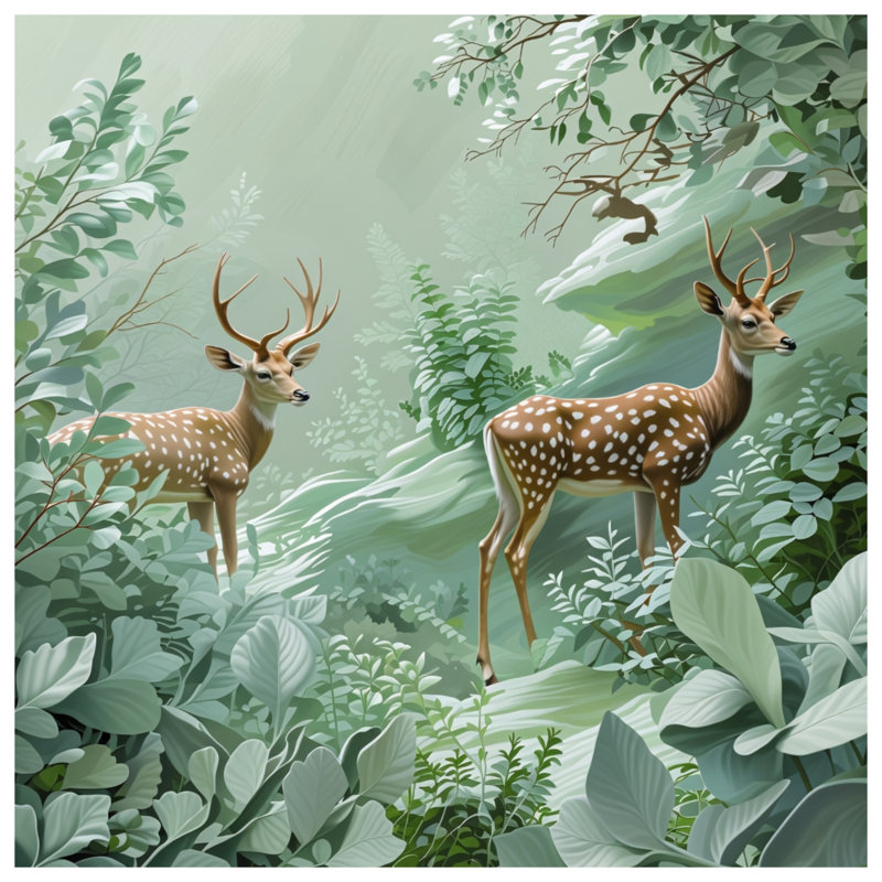 Housses de couette cerf dans une forêt luxuriante, Lit simple