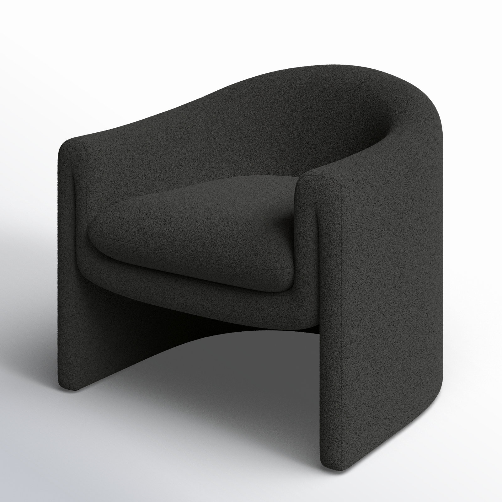 Pollman Barrel Chair, Black Boucle