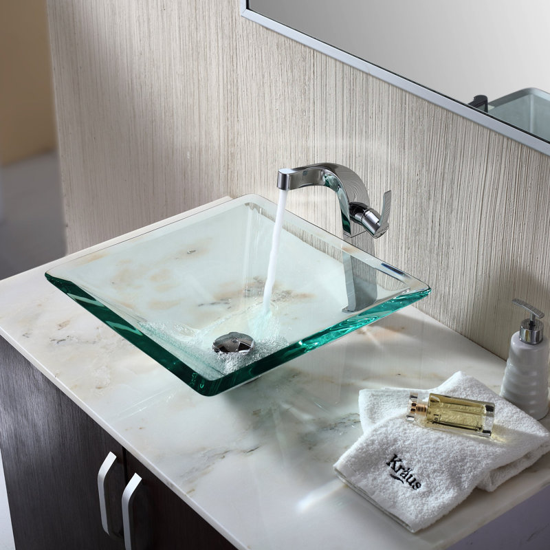Square Glass Square Vessel Bathroom Sink