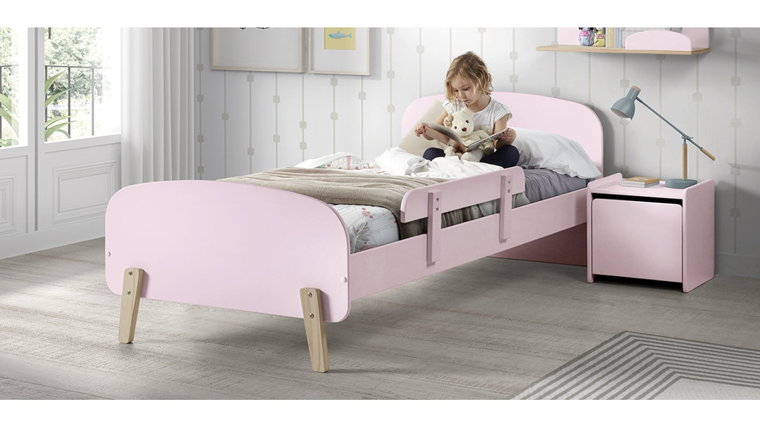 Bett-Set Kiddy mit Lattenrost, Nachtkonsole und Absturzschutz, 90 x 200 cm