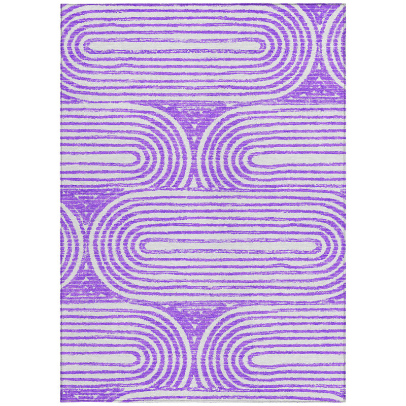 Tapis intérieur lavable abstrait mauve et blanc 10 pi x 14 pi HomeRoots