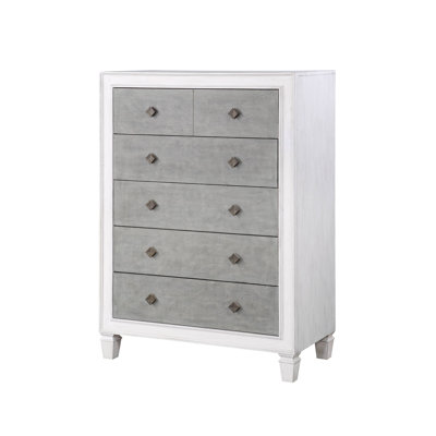Commode Katia gris rustique et blanc vieilli