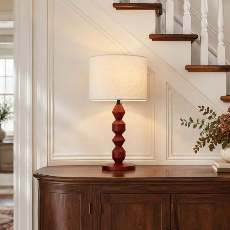 Solid Wood and Iron Desk Table Lamp
