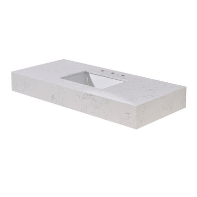 Plateau de meuble-lavabo simple 48 po blanc Aosta avec lavabo