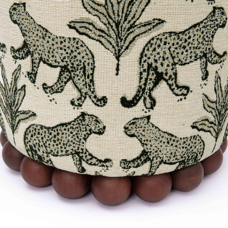 Bergenfield Leopard Jacquard Ottoman, Taupe