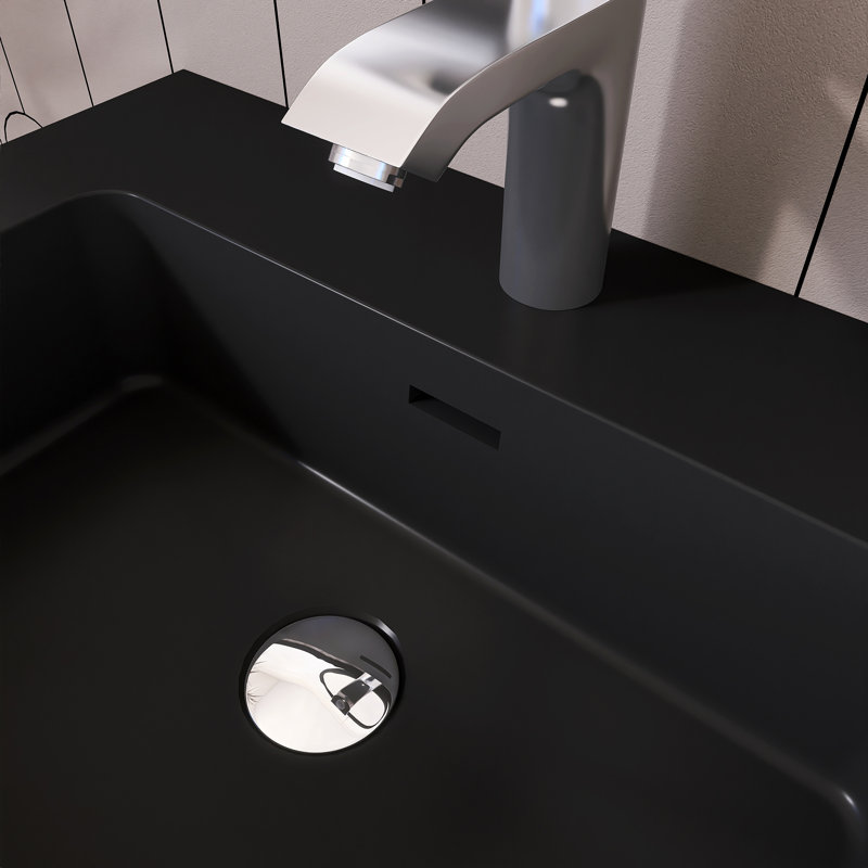 Meuble-lavabo simple 24 po avec plateau Kansiray, Blanc, Noir mat