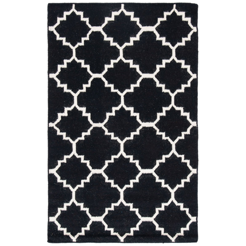 Tapis géométrique tissé à la main 80% laine, 20% coton Rodgers, Rectangle 3 pi x 5 pi