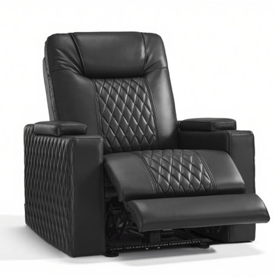 Power Reclining Home Theater Seating with Armrest Storage, Adjustable Headrest and LED Light