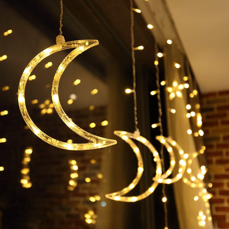 Étoile de lune avec fée 138 lumières, Beige