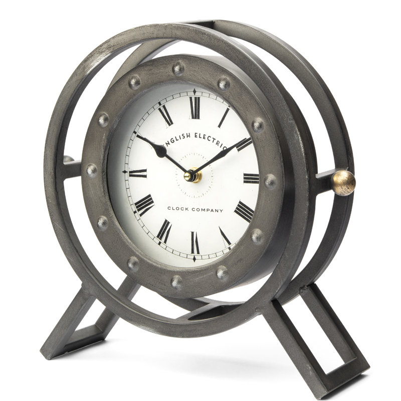 Roman Numeral Metal Quartz Movement / Crystal Tabletop Clock in Black