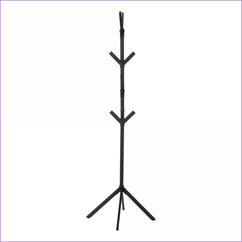 Coat Racks, 70"H Free Standing Modern Industrial Metal with 8 Hooks | Black | Metal