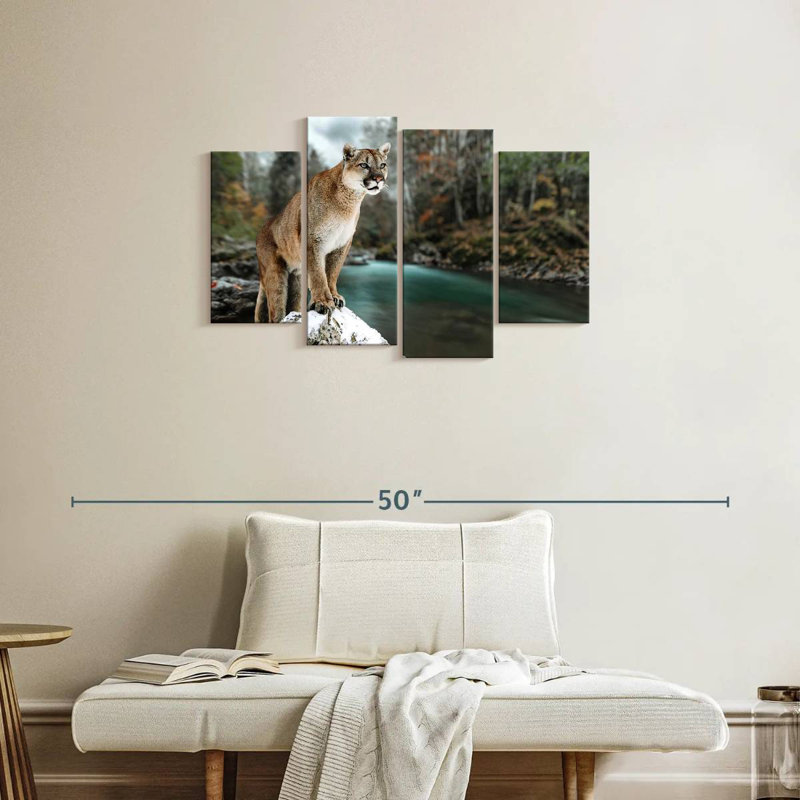 Brampt Cougar By The River, 22" H x 36" W