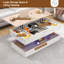 Table basse à plateau relevable de 39,4 po avec lumières DEL RVB APP, station de charge USB et CA, table de rangement réglable en hauteur ultrabrillante-643808566-643808561