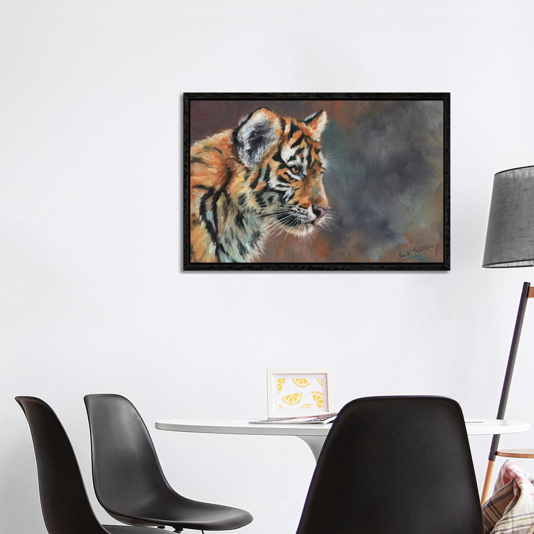 Tigerjunges PortrÃ¤t in Ã–l von David Stribbling - Galerie-umwickelte Leinwand GiclÃ©e auf Leinwand