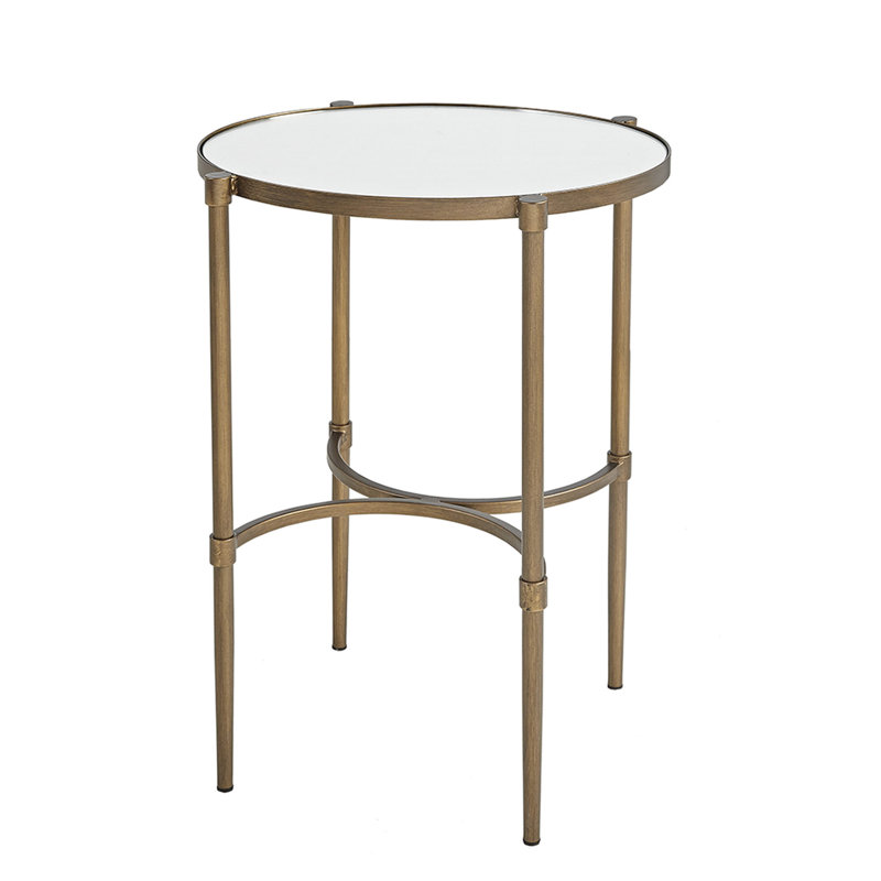 Superbe table d'appoint ovale avec base en métal bronze antique et surface en verre avec magnifique finition de cadre