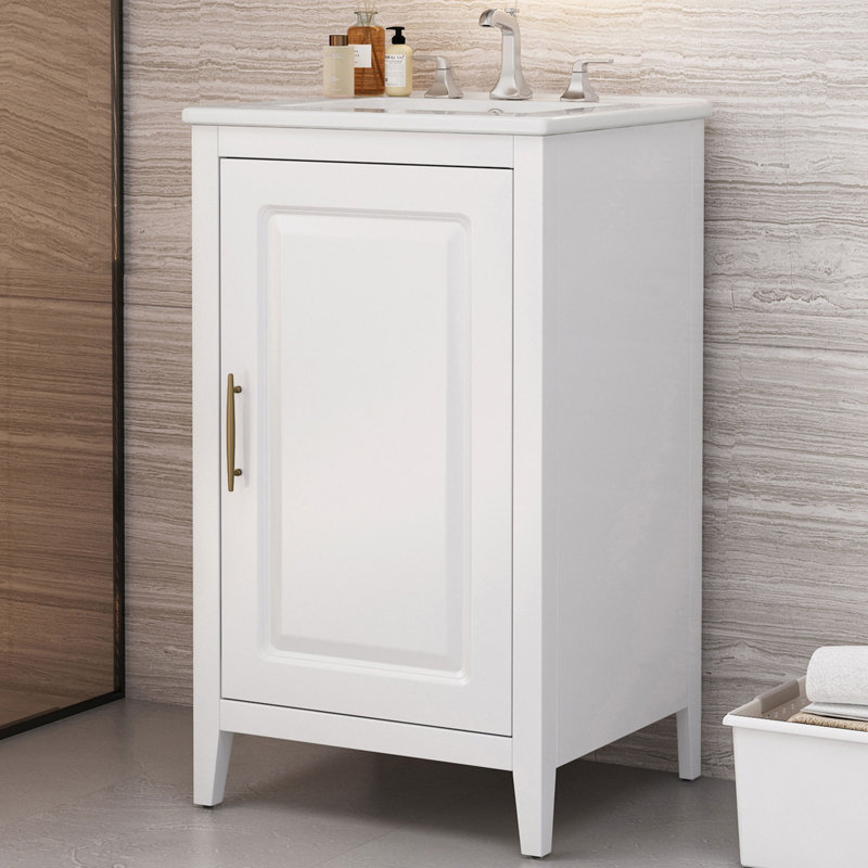 20.3'' Single Bathroom Vanity With Ceramic Top, White