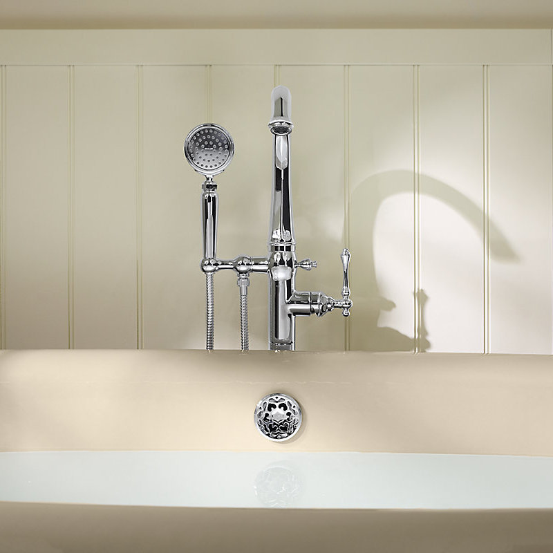 Kelston® Floor-Mount Bath Filler Trim with Handshower, Vibrant Brushed Nickel