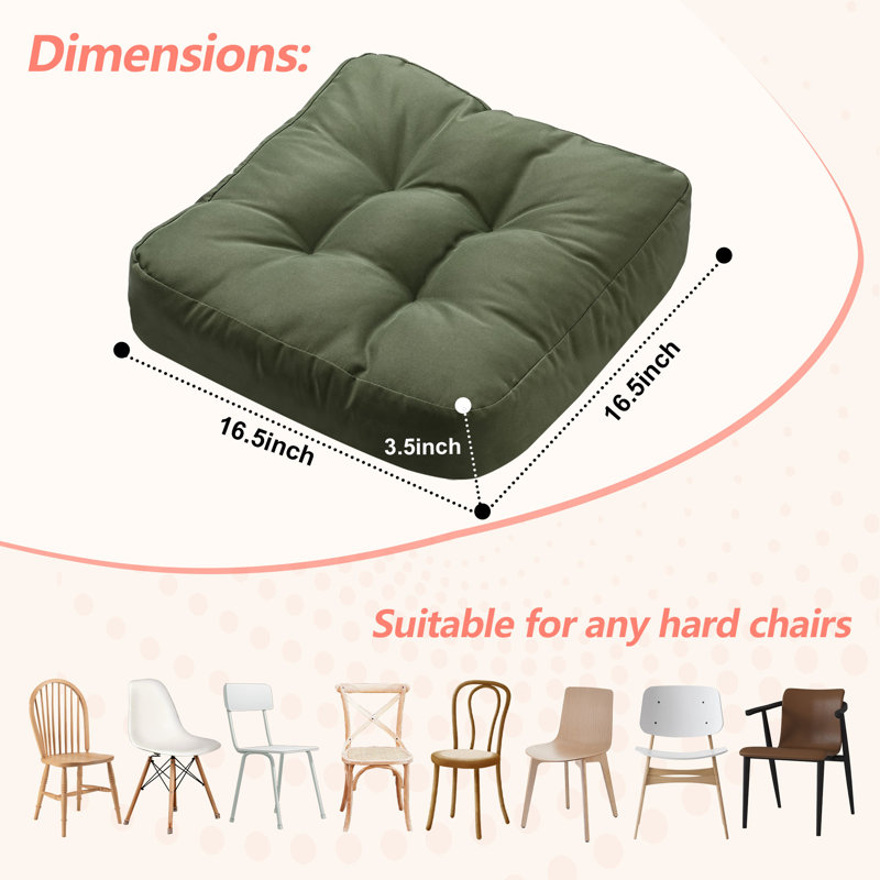 16.5-inch  Dining Chair Cushion, Green Polyester