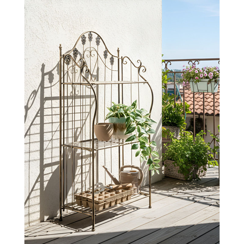 59cm W Iron Shelving Unit, Black