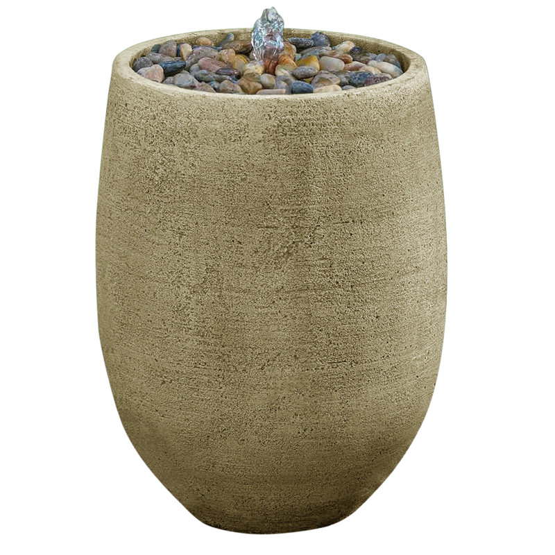 Fontaine en béton Yayla, H 22 po x l 15,5 po x P 15,5 po, Mousse anglaise