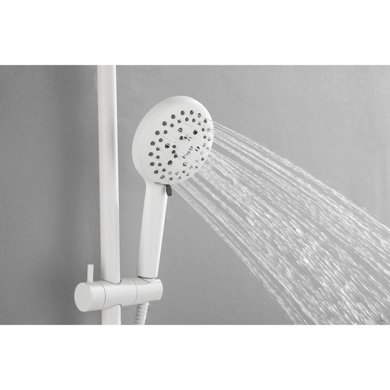 Bathroom System With 10" Rain Showerhead Providing Better Shower, 4 Hand Adjustable Slide Bar And Soap Dish - White Brass Wall Mounted Shower Resembling Natural Rain, For Mount