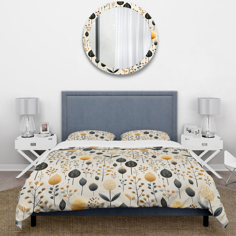 Chic Noir Floral Fusion II - Ensemble de housse de couette floral, Housse de couette pour très grand lit et 2 très