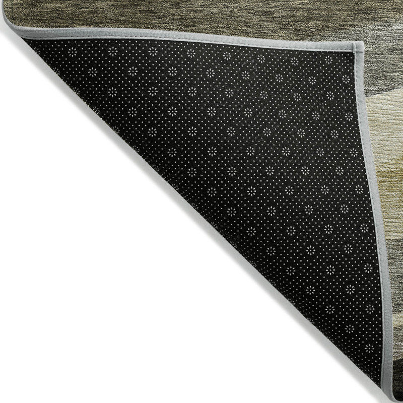 3' X 5' Taupe Gray And Black Abstract Washable Indoor Outdoor Area Rug