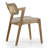 Set of 2 Azula Beige Fabric Dining Chair with Rattan Back and Washed Wood Legs-1791121684