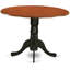 L'ensemble de table de cuisine 3 pièces pour petits espaces comprend une table de salle à manger ronde avec Dropleaf et 2 chaises de salle à manger en tissu de lin, 42 po x 42 po, noir et cerise-939115108-847800524-939115106