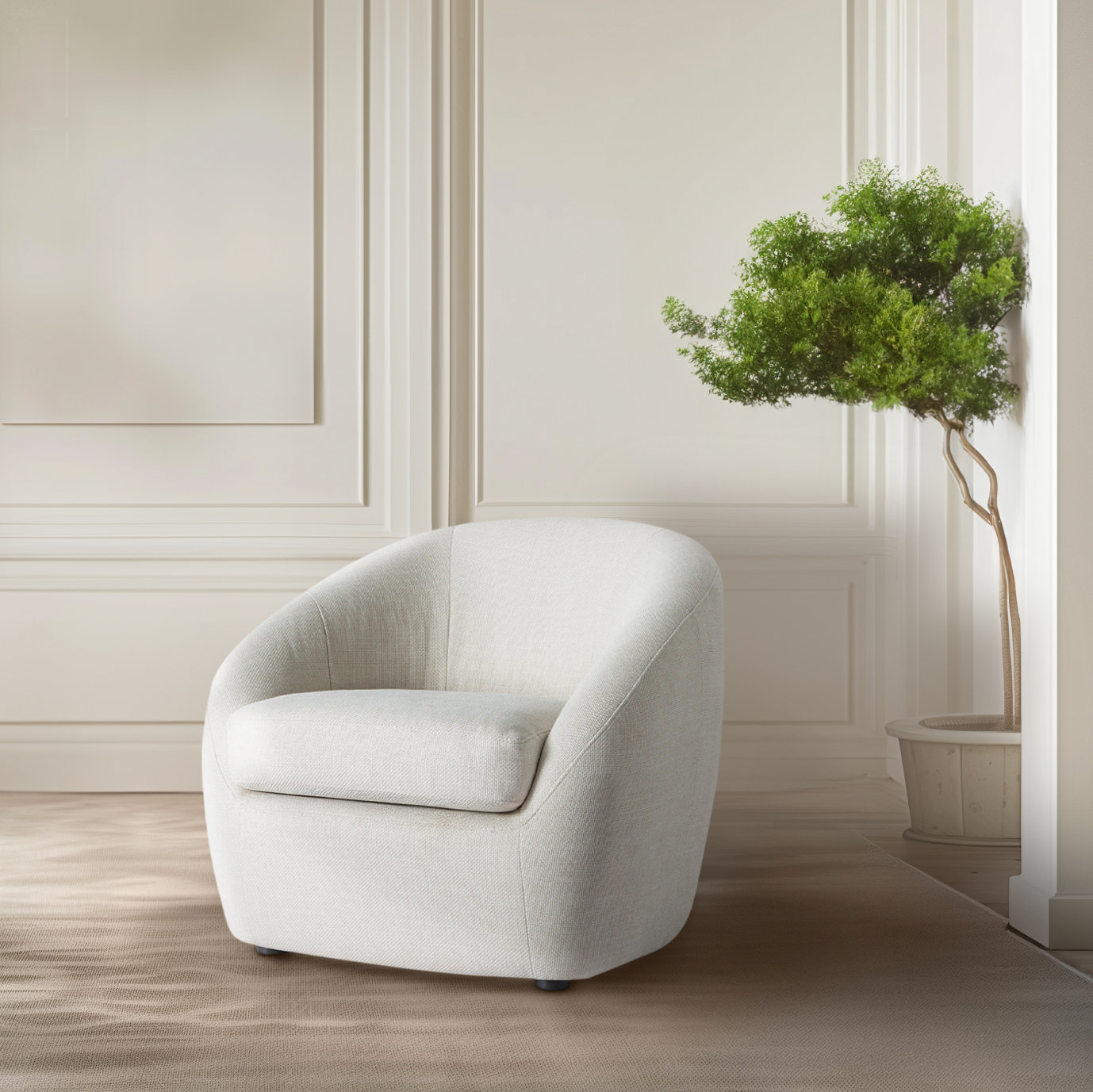 Stargazer Barrel Chair, Luxe Cream Basketweave
