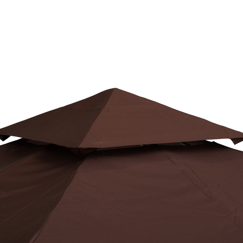Toit de rechange pour gazebo 9,8 pi X, 2 matériaux, couleur café, compatible avec les modèles 9,72 pi 01-0153 et 100100-076, protection solaire, assorti aux modèles d'extérieur