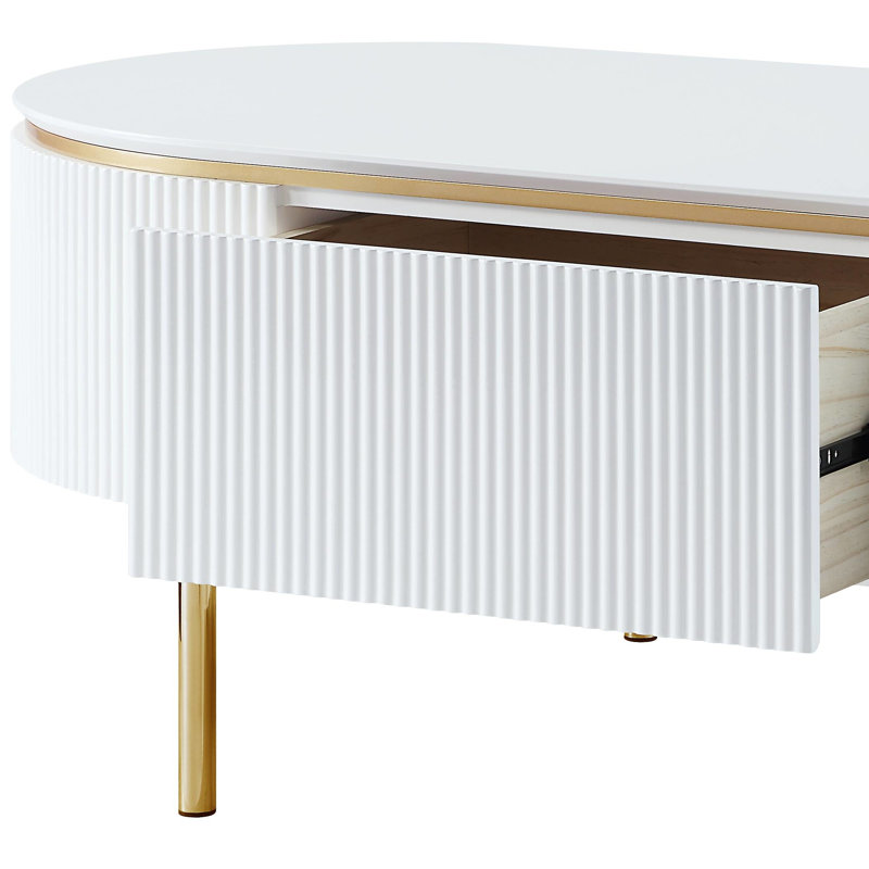 Table basse à 1 tiroir Rudys en blanc et or