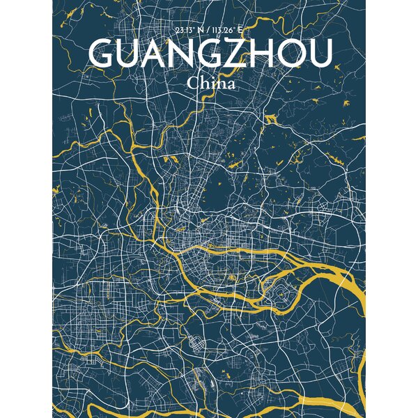 OurPoster.com Guangzhou City Map On Paper Print - Wayfair Canada