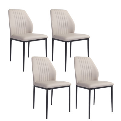 Cotton Modern Kitchen Dining Chair, Dining Room Chairs with Stable Steel Legs, Upholstered Solid Back Side Chair(Set of 4)