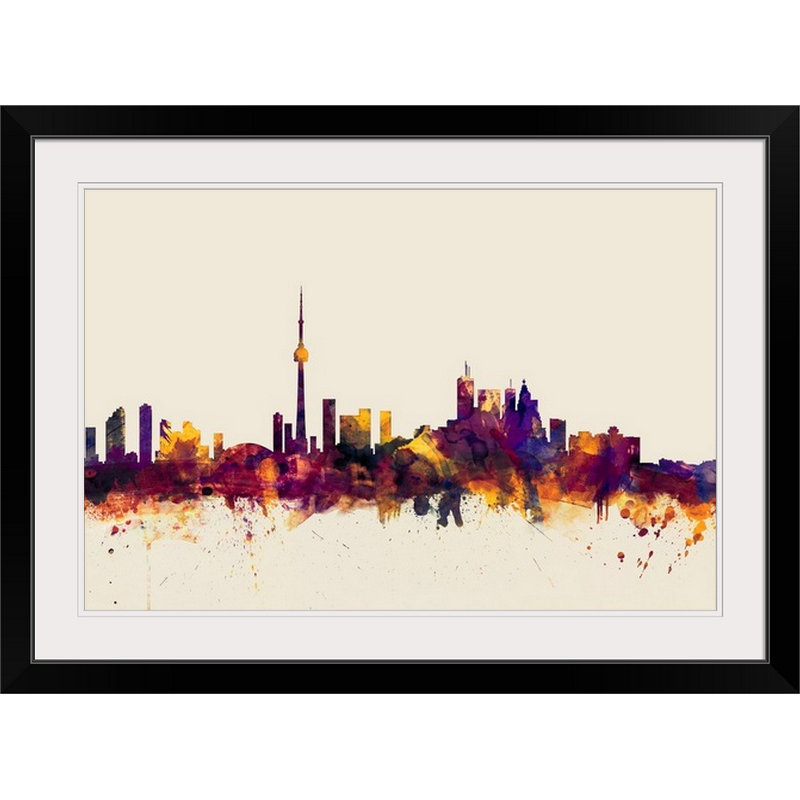 «Toronto Canada Skyline» par Francy, impression, Cadre noir, H 32 po x l 44 po x P 1 po