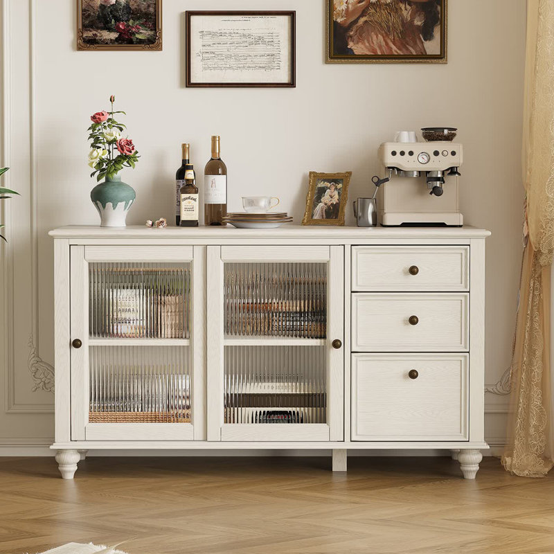 Buffet de luxe américain de style moderne et léger, H 33,4 po x l 58,6 po x P 19,4 po