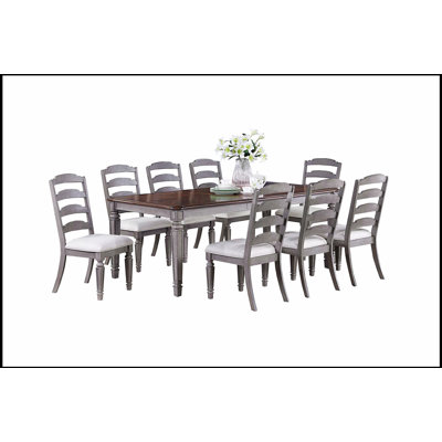 Light Grey And Cherry Contemporary Style Wooden Frame Dining Table for Modern and Compact Spaces