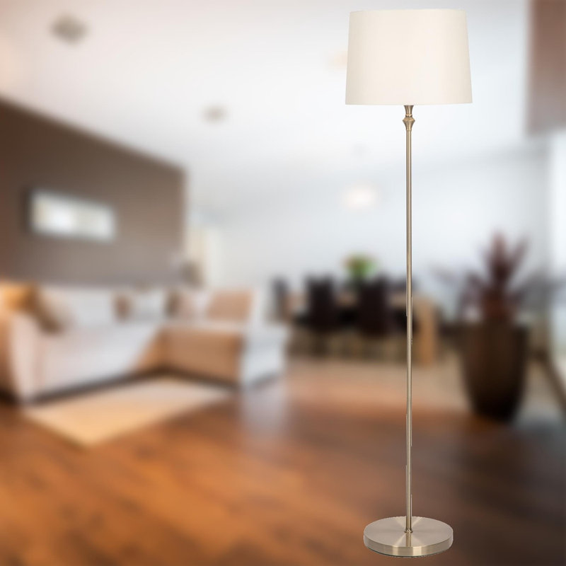 Edberg 150.6cm Traditional Floor Lamp, Antique Brass, Cream