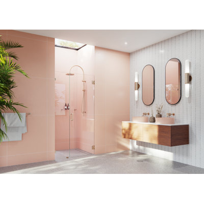 Illume 36.5 in. x 78 in. Fully Frameless Wall Hinge Shower Door
