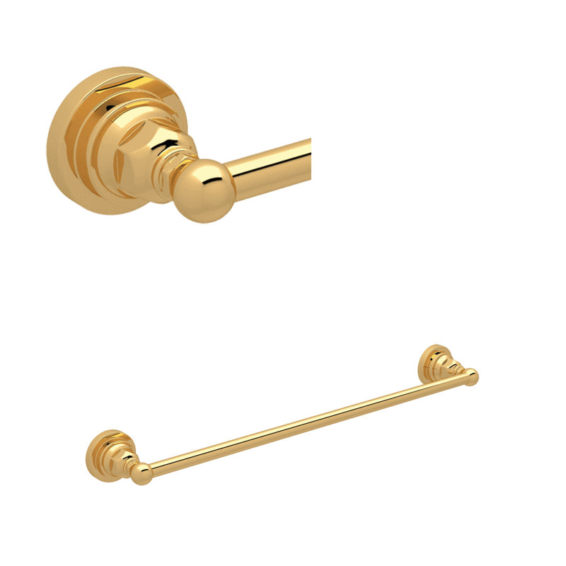 Country Bath 24" Towel Bar, Unlacquered Brass, 2.5" H x 26.5" L x 2.75" D
