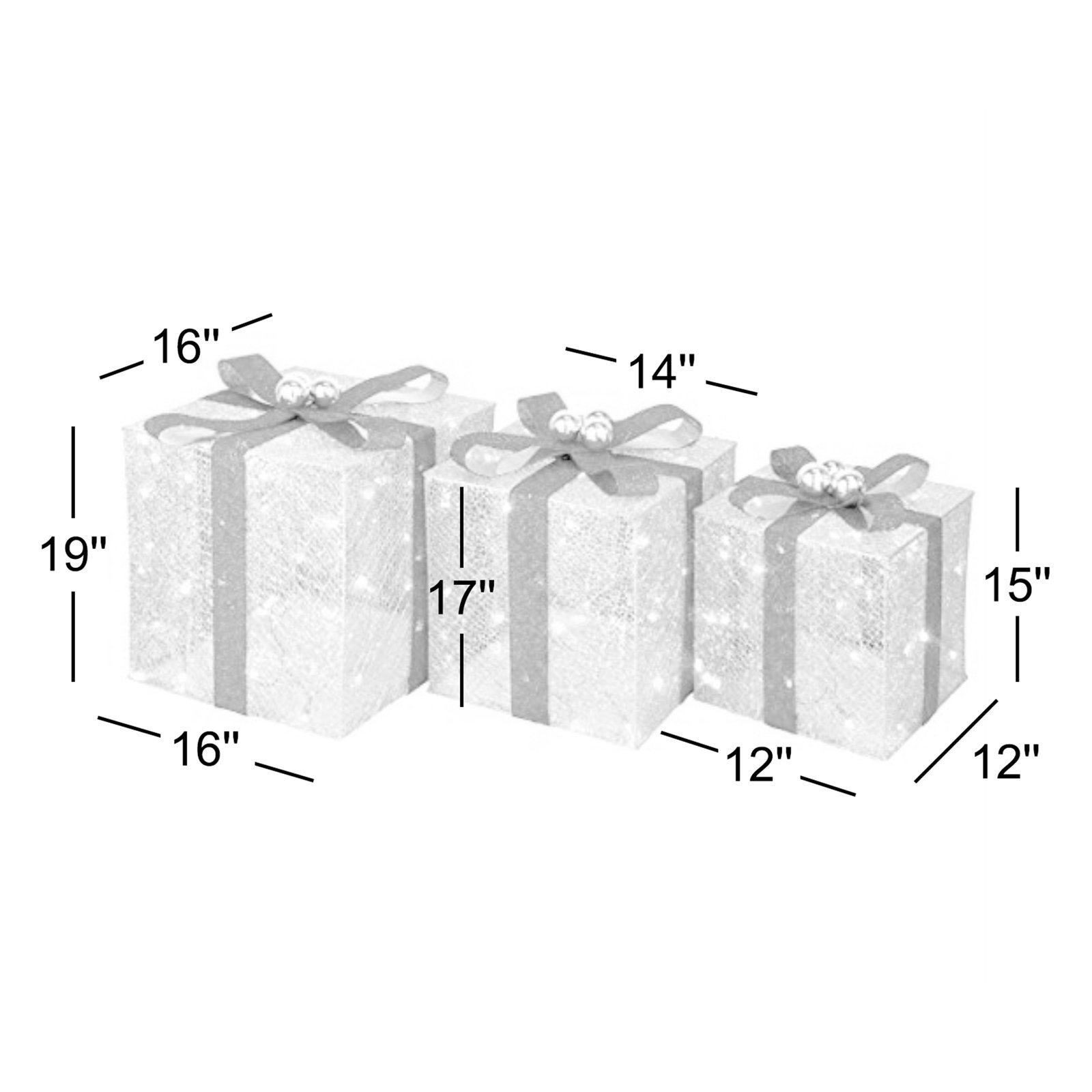 Pre-Lit Crystal Silver Gift Box Set