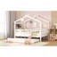 Lit double en bois avec lit gigogne simple, blanc-809641309