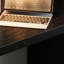 Bureau rectangulaire en bois massif noir, bureau-118342336