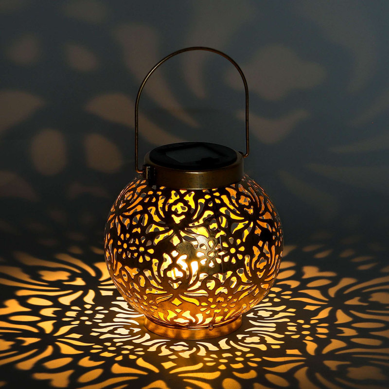 5.9 " Solar Powered Integrated LED Globe Lantern, Gold